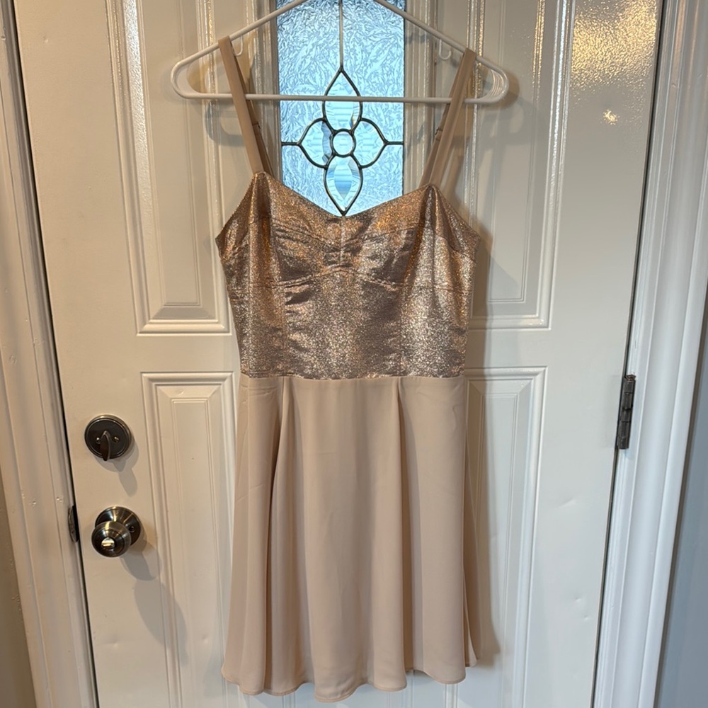 Express Rose Gold and Cream Mini Dress